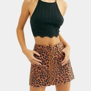 Free People We The Free Zip It Up Leopard Mini Skirt Size 27